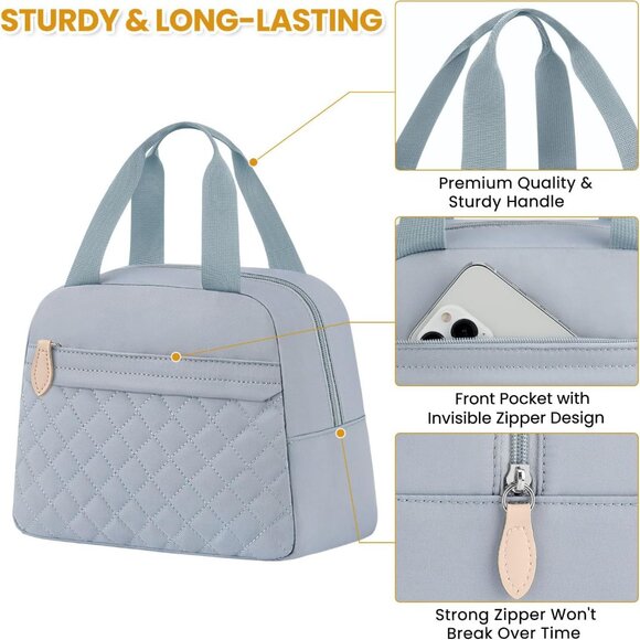 Insulated Lunch Bag for Women, Portable Lightweight Lunch Box for Adults, Reusab - Picture 4 of 7